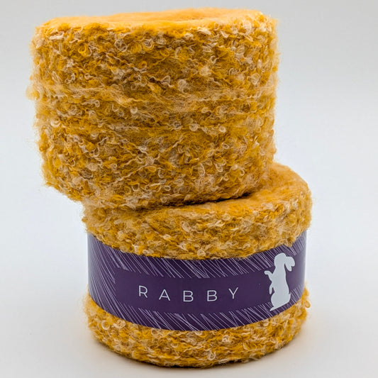 Bouclé Garn Crown mit Wolle in Gelb – RABBY, weitere Ansicht