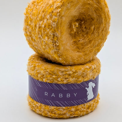 Bouclé Garn Crown mit Wolle in Gelb – RABBY, weitere Ansicht