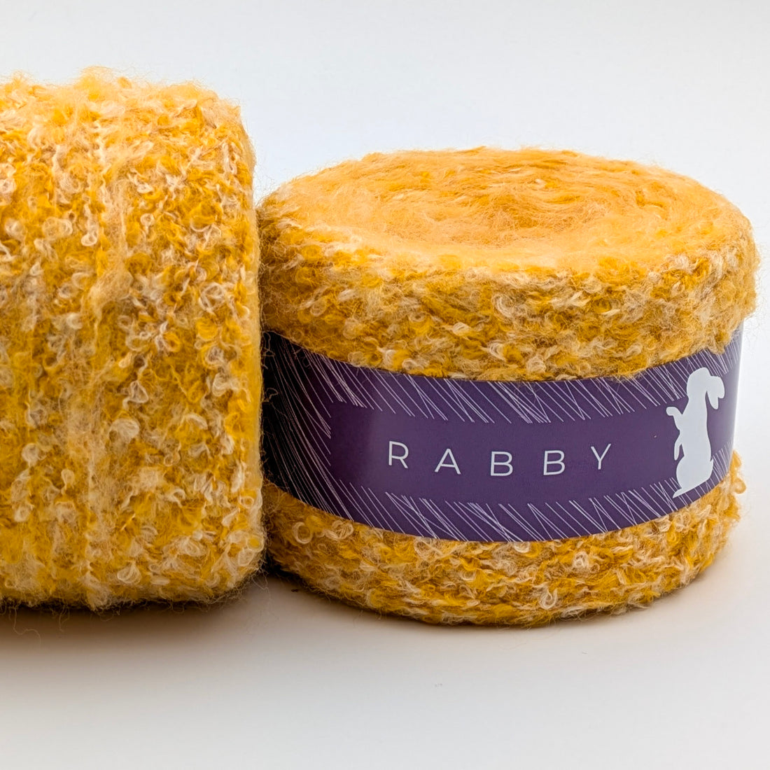 Bouclé Garn Crown mit Wolle in Gelb – RABBY, weitere Ansicht