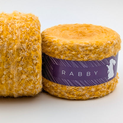 Bouclé Garn Crown mit Wolle in Gelb – RABBY, weitere Ansicht