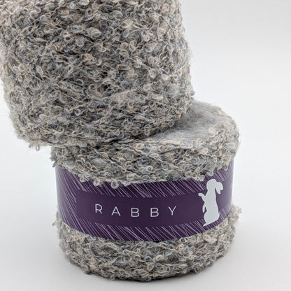 Bouclé Garn Crown mit Wolle in Grau – RABBY, weitere Ansicht