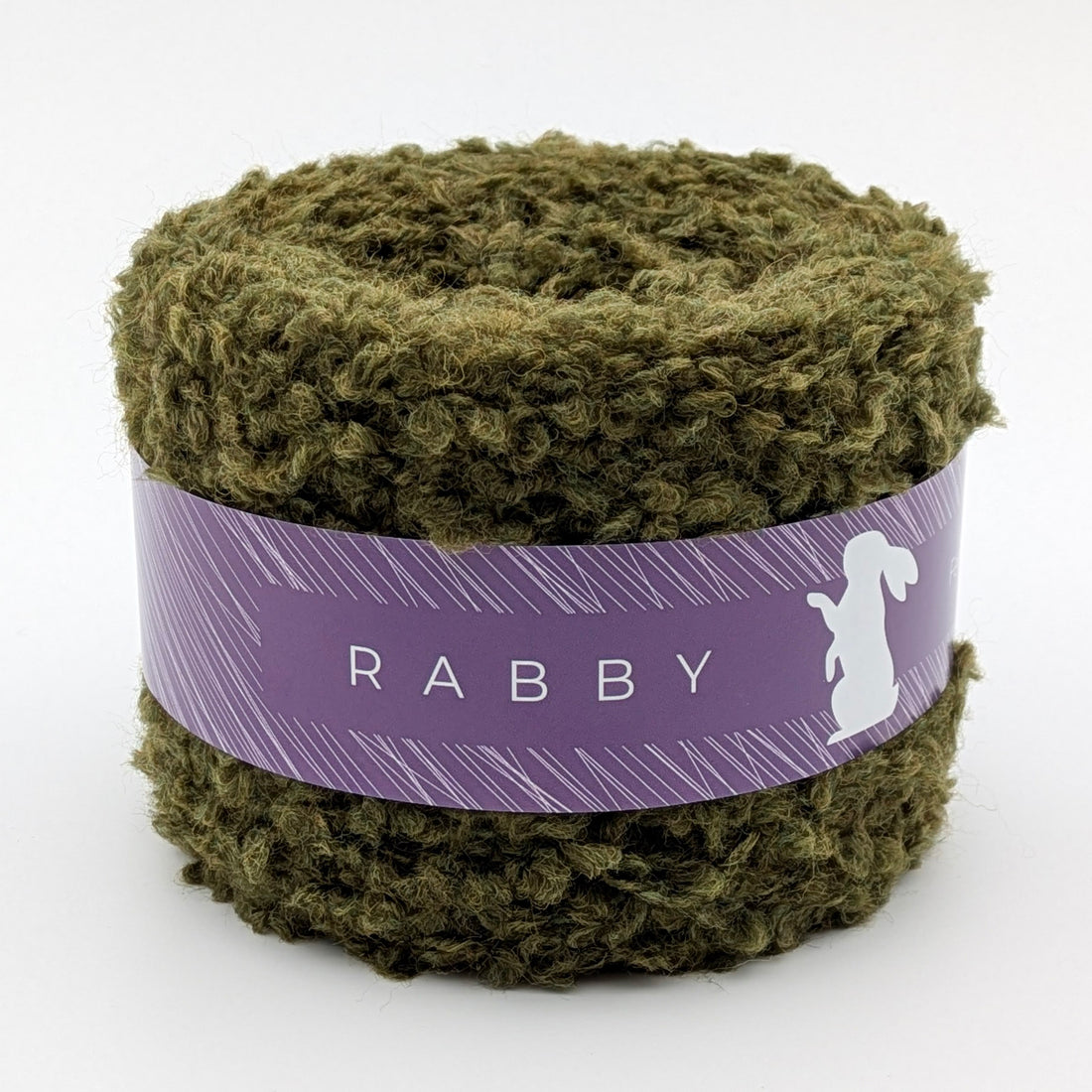 Bouclé Garn Cuma mit Wolle in Olivgrün, 130 m / 100 g – RABBY