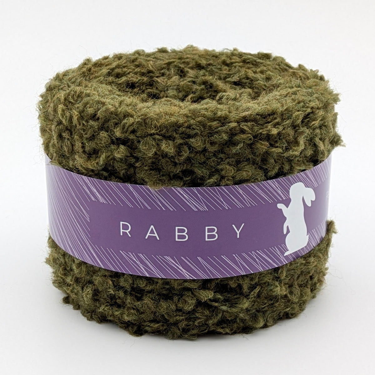 Bouclé Garn Cuma mit Wolle in Olivgrün, 130 m / 100 g – RABBY