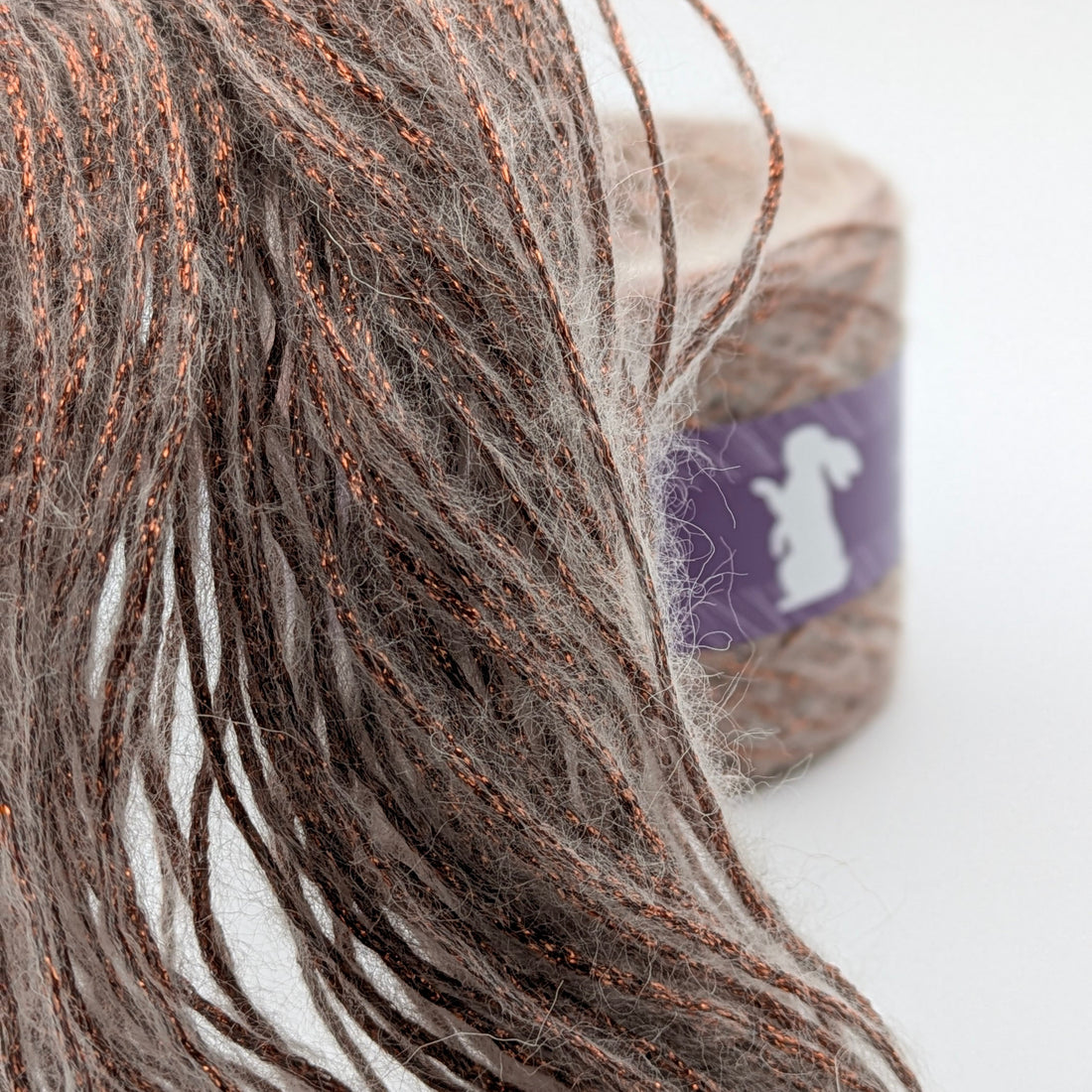 Glitzergarn Feuerwerk mit Mohair in Kupfer – Garn im Detail, RABBY