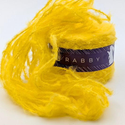 Bouclé Garn Solina mit Mohair in Gelb, 220 m / 100 g – RABBY