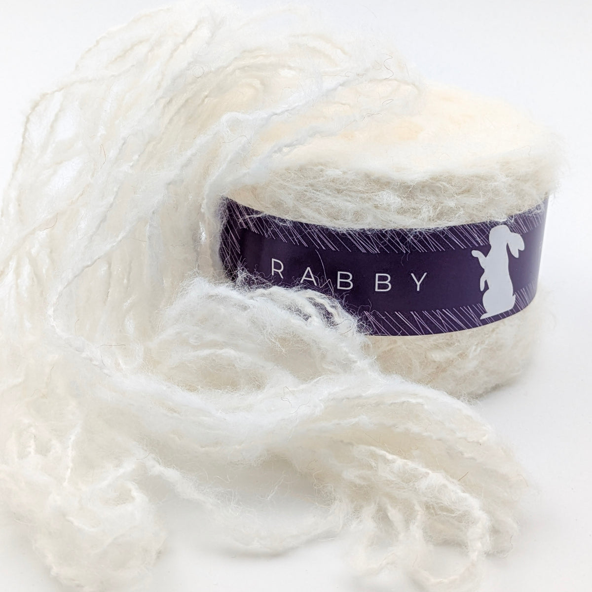 Bouclé Garn Solina mit Mohair in Weiß, 220 m / 100 g – RABBY