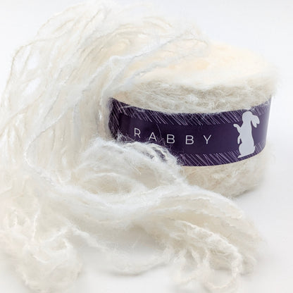 Bouclé Garn Solina mit Mohair in Weiß, 220 m / 100 g – RABBY