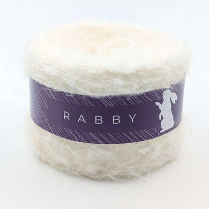 Bouclé Garn Solina mit Mohair in Weiß – RABBY, weitere Ansicht