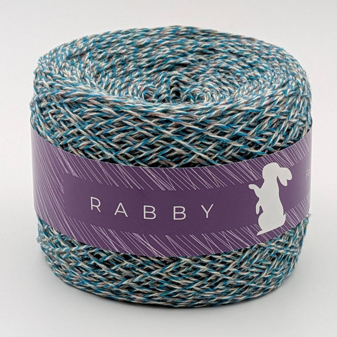 Schurwolle Cobby in Grau-Türkis, meliert, 480 m / 100 g – RABBY