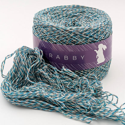 Schurwolle Cobby in Grau-Türkis – Garn im Detail, RABBY